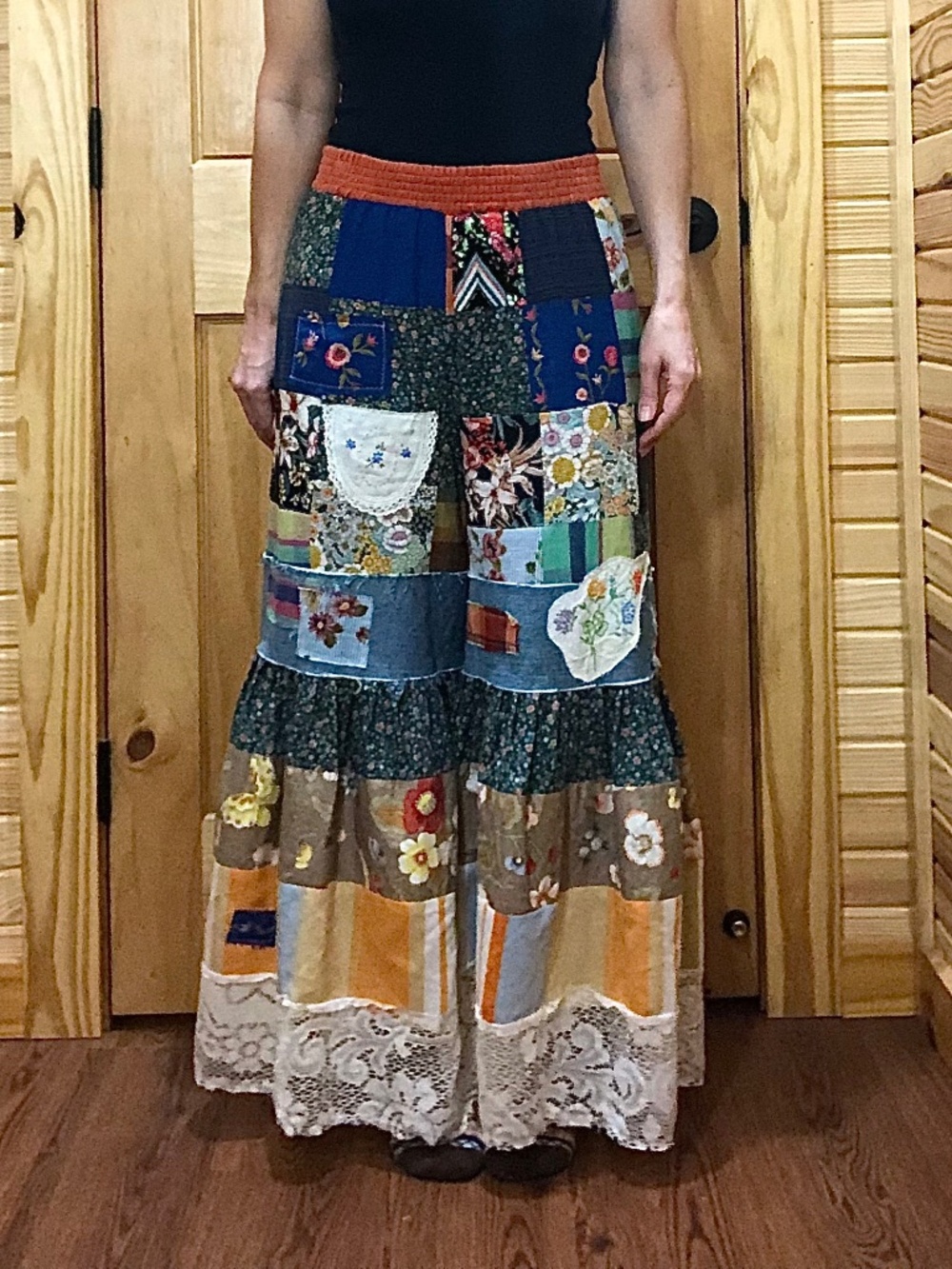 Unique Handmade Upcycled Patchwork Bell Bottom Pants 🌿✨